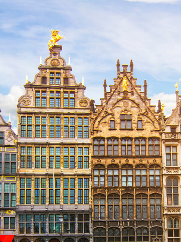 Zoom on historic buildings in Brussels, Belgium